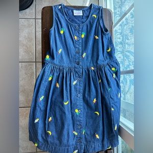 Hanna Anderson: girl denim dress with fun embroideries (never worn)